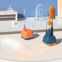 XHLXH Cute Sanitary Food Grade Silicone Groove Brush Bear Base Cup Lid Cleaning Brush Cleaning Brush Milk Bottle Brush Cup Scrubber Glass Cleaner Cleaning Tool