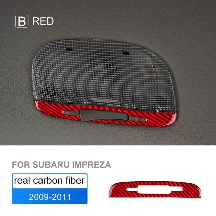 hot-k-สติกเกอร์สำหรับ-subaru-impreza-2009-2010-2011ด้านหลังของคอนโซลเหนือศีรษะกรอบไฟอ่านหนังสือรถคาร์บอนไฟเบอร์จริงอุปกรณ์ตกแต่งภายใน