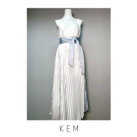 Kemissara One Shoulder Dress 2 Tone เดรสพลีตผู้หญิงไหล่เดียว บีชเดรส เดรสชายทะเล เดรสใส่สบาย เดรสปล่อยสบายมีสายคาดเอว