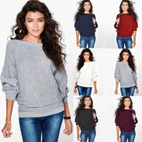 Mode Shop Hang qiao shopWomens Fashion Long Sleeve O-neck Pure Color Casual Loose Sweater