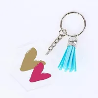 Acrylic Keychain Blank Acrylic Transparent Ornament Pendants and Round Keychain Tassels Small Rings Set for DIY Craft