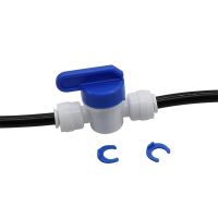 ♗ RO Water Straight 1/4 quot; OD Hose Quick Connection Control Fittings Plastic Water Ball Valve Reverse Osmosis Aquarium Fittings