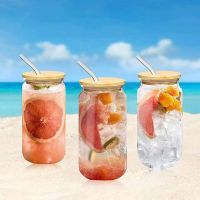 500Ml Glass with Lid Borosilicate Coke Cup Water Cup Coffee Cup High Value Beverage Cup with Lid Creative Straw Cup.