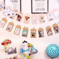 12pcs/set Baby birthday photo frame pull flag child 12 months kraft photo clip pull flower photo wall decoration Layout props