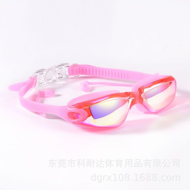 silicone-goggles-adult-myopia-swimming-goggles-one-piece-earplugs-electroplating-non-fogging-swimming-glasses-accessories-accessories