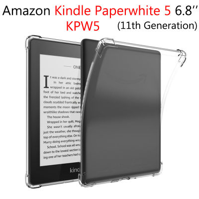 ซิลิโคนใส4มุมหนาป้องกันสำหรับ Amazon Kindle Paperwhite 5 6.8 (11th) กันกระแทกแท็บเล็ตกรณีตาราง PC Soft TPU ปกหลังสำหรับ Kindle Paperwhite5 6.8นิ้ว KPW5