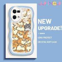 Jjlingji เคสสำหรับ OPPO Reno 7 4G Reno 8 4G F21 Pro การ์ตูนสุนัขน่ารักขอบคลื่นเคสโทรศัพท์ลายขอบซิลิโคนของเหลวแบบนิ่มดั้งเดิมเคสคลุมทั้งหมดตัวปกป้องกล้องถ่ายรูปเลนส์เคสฝาหลังกรอบเคสนิ่ม