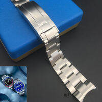 20 mm glide lock silver white solid curved end threaded chain link steel strip for 40 mm accessory GMT watch band strap