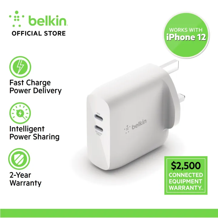 Belkin Boost Charge Dual Usb C Pd Gan Wall Charger 63w For Iphone 13 12 Ipad Mini Macbook Pro Samsung Galaxy Lazada Singapore - Belkin Wall Charger F7u073au Belkin Boost Charge Dual Usb C Pd Gan Wall Charger 63w For Iphone 13 12 Ipad Mini Macbook Pro Samsung Galaxy Lazada Singapore - Belkin Wall Charger F7u073au