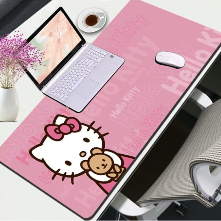 การ์ตูนน่ารัก-hello-kitty-mouse-pad-แผ่นรองเม้าส์ขนาดใหญ่-multifunctional-desktop-table-keyboard-โต๊ะทำงาน
