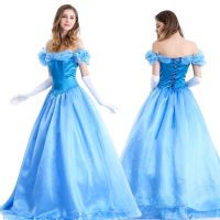 [COD] Split code beads secret love Cinderella adult costume blue dress stage performance cosplay