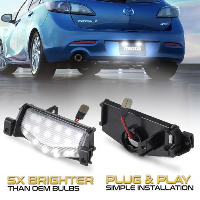 2PCS/Lot Car LED License Plate Lamp Light For Mazda 2 3 M2 M3 2011-2013 Rear Number Lamps White Auto Accessories