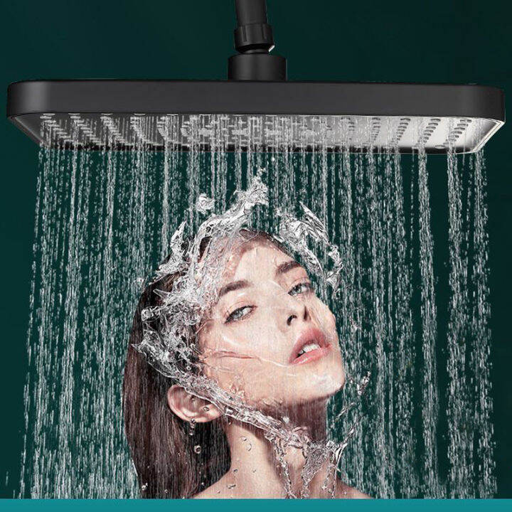 Bathroom Black Overhead Rain Shower Head Ceiling Top Rainfall Showerhead Water Saving High