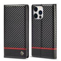 Funda De Cuero De Fibra De Carbono De Lujo Para Iphone 14 Pro Max 13 12 11 Pro XS X 7 8 6S Plus XR SE 2022 Funda De Libro Tapa Magnética