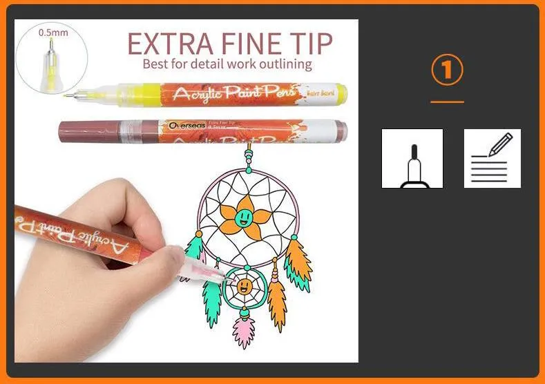 Extra Fine Tip Acrylic Paint Pens  Acrylic Paint Marker Glass - 2