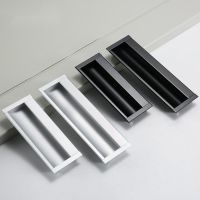 ❦✵⊕ Japanese tatami dark drawer handle embedded platform wardrobe door handle black modern simple invisible clasp