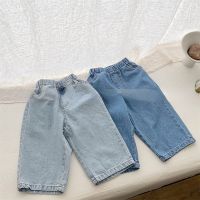 Spring Kids Pants Boys retro style straight Jeans Girls brief fashion denim Trousers