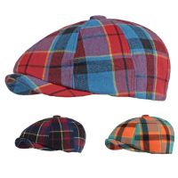 ✷✐♕ HT3591 Berets 2021 New Men Women Beret Cap Vintage Plaid Octagonal Newsboy Cap Male Female Artist Painter Beret Hat Ivy Flat Cap