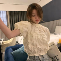 พร้อมส่ง ? Cloud Blouse เสื้อสีขาวแต่งผ้าแบบปุยเมฆ (IN37357)