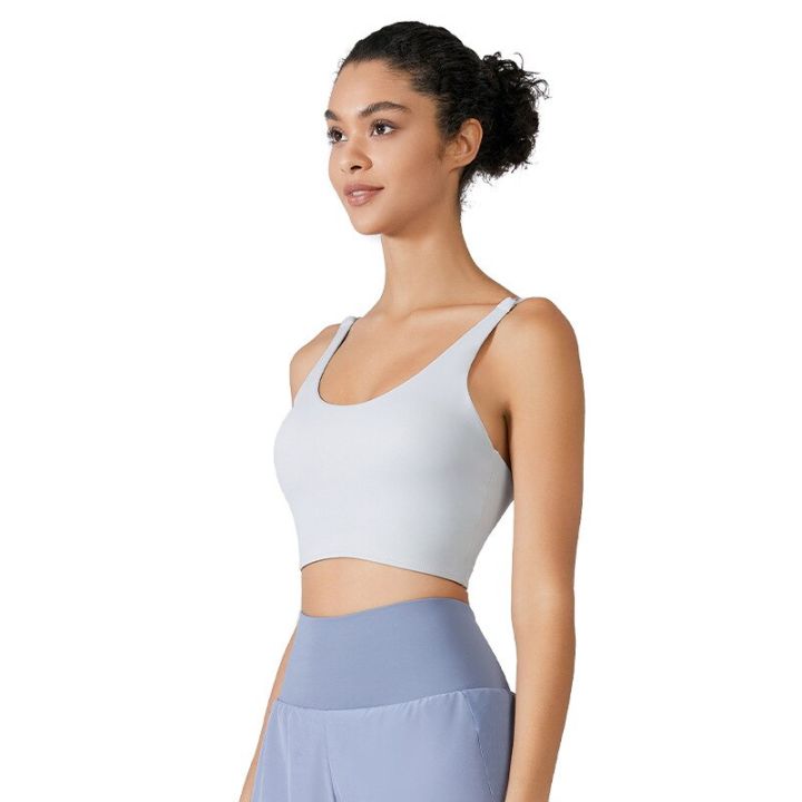 เสื้อครอปสำหรับออกกำลังกายเล่นโยคะของผู้หญิงชุดชั้นในออกกำลังกายเสื้อกล้ามเล่น-sp-ฤดูร้อนมีโลโก้เข็มขัดหนัง