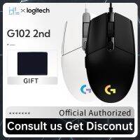 7h 7W Logitech G102 (2nd) แบบมีสายเมาส์สำหรับเล่นเกมส์ USB RGB สำหรับพีซีคอมพิวเตอร์แล็ปท็อปเมาส์เกมเมอร์แบบ Ergonmic ปุ่มด้านข้าง/G304เมาส์ไร้สายเมาส์พื้นฐาน