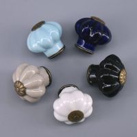 1PCS Dia 25mm Small Pumpkins Knobs Europe Ceramic Door Cabinet Cupboard Handles Drawer Pull Wooden box cases knob