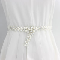 Fashion model shop Pearls Elastic Wedding Belts Handmade Bridal Belts Pearl Beaded Bridal Wedding Accessories