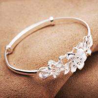 S925 Silver flower Adjustable Ladies Fashion Bangle