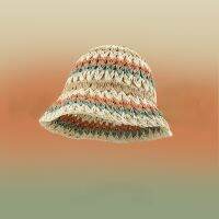 【YD】 Design Striped Hats Gradients Contrast Hat Woman Beach Vacation Crochet