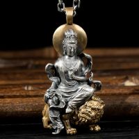 ZZOOI New Retro Style Buddha Pendant Guanyin Bodhisattva Pendant Necklace Female Trend Pendant Male Jewelry Accessories