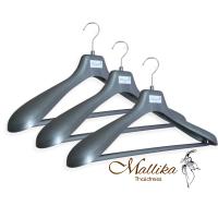 Wide Shoulder Plastic Hangers 3 Pack Grey color, with Pants Bar, Plastic Suit Hanger Coat Hanger for Closet,360° Swivel