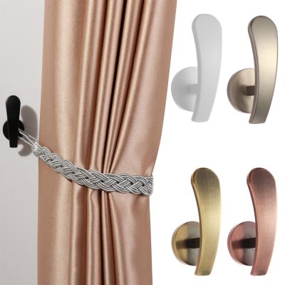 【cw】 2 Pcs Polyester Curtain Holder Mounted Metal Hooks Home Decor Holdback Decorative Drapery Hanger Durable Practical