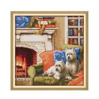 A warm family cross stitch kit 14ct 11ct pre stamped canvas embroidery DIY handmade needlework