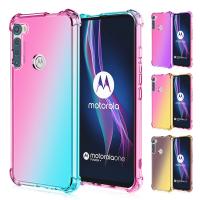 Fashion Half Transparent Gradient Phone Case For Motorola Moto One Fusion Plus One Hyper G Fast G 5G Corners Soft Cover