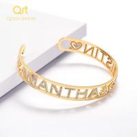 Gold Name Bangles Personalized Bangle ID Family Lover Nameplate Faith Letter Bangles &amp; Bracelet Stainless Steel Adjusted