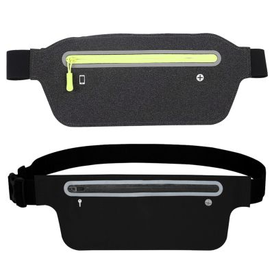 ✘▦ 2pcs Men Women Slim Waterproof Elastic Strap Headphone Jack Sports Hiking Waist Bag Jogging With Zip Running Belt For Phone