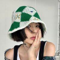 2022 Spring Autumn Knitted Hat Women Small Flower Knitted Big Head Circumference Warm Fisherman Cap Outdoor Leisure Panama Hats