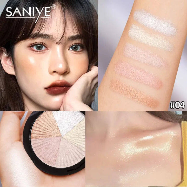 SANIYE 5 Colors Shimmer Highlighter Powder Contouring Glow Palette