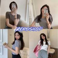 Zero shop?พร้อมส่ง? (Zero-51062) เสื้อไหมพรมแขนสั้น คอมกลม ผ้าร่องเล็กใส่สบายสีสันเยอะ