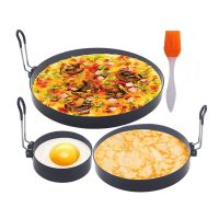 2X Non Stick Egg Rings,4 In&amp;6 In&amp;8 in Pancake Rings,Fried Egg Poacher Cooking Mold with Oil Brush for Egg Omelet Muffin