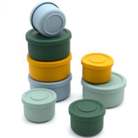 Baby Silicone Feeidng Solid Food Storage Box Kitchen Bento Round Bowl Microwave Heating Dishes Plates Childrens Tableware