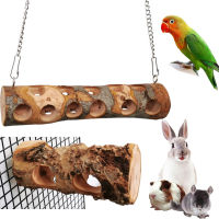 TH Bird Parrot Natural Wooden Standing Stick Pet Molar Toys Bird Cage Accessories For Guinea Pig Rabbit