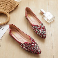 Gifts Single Shoes Female Spring 2023 New Versatile Pointed Scoop Flat Bottom Sequins Bridesmaid Light Mouth