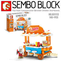 บล็อกตัวต่อรถเข็นร้านค้า พร้อมมินิฟิกเกอร์ 1 ตัว SEMBO BLOCK 601113 จำนวน 146 ชิ้น