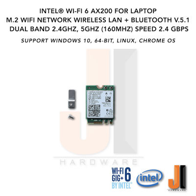 Intel® Wi-Fi 6 AX200 card for laptop m.2 wifi network wireless lan + bluetooth v.5.1 dual band 2.4Ghz, 5Ghz (160Mhz) speed 2.4 Gbps (ของใหม่ไม่มีกล่อง)