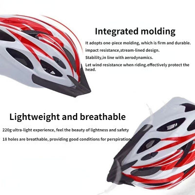 หมวกกันน็อคจักรยานหมวกกันน็อคขี่ชิ้นเดียวปั้น U Nisex การรักษาความปลอดภัยขี่จักรยานอุปกรณ์รถยนต์ไฟฟ้าแสงซุปเปอร์ระบายอากาศ EPS โฟม PC