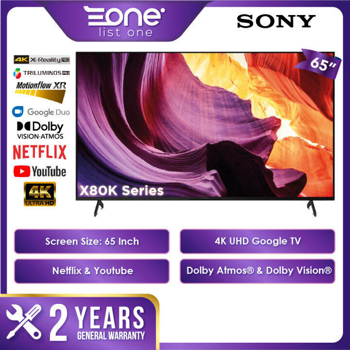 Sony X80K 65” Class 4K HDR LED TV with Google TV