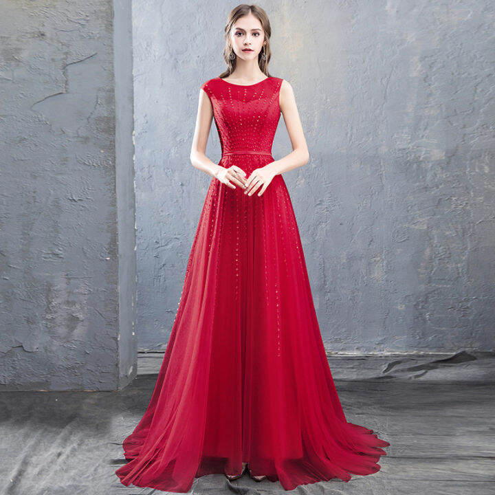 HLLC Luxury Long Gown Dress For Bride Evening Dress Dinner Party ...