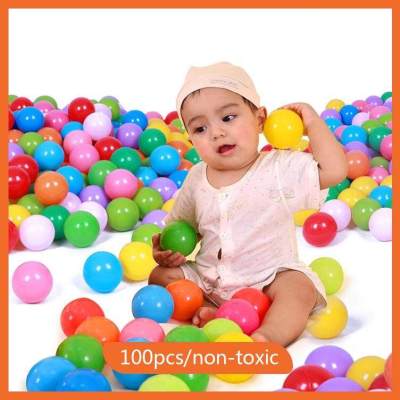 ลูกบอลพลาสติกสีผสมขนาดเด็ก100ลูก,ลูกบอลของเล่นนิ่มหลายสีสันสดใสใช้ผสมกันสำหรับเป็นของขวัญ