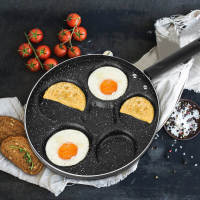 Breakfast Cooking Pan 5 หลุมรอบกระทะทอดไข่ไม่ติดกระทะทำอาหารที่บ้านเครื่องครัวสำหรับอาหารเช้า